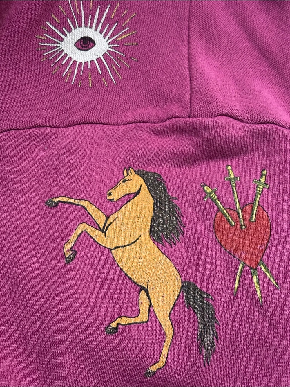 Raquel Allegra Magenta Chariot Horse Tarot Eye Graphic Sweatshirt Size 0 XS - Picture 3 of 5